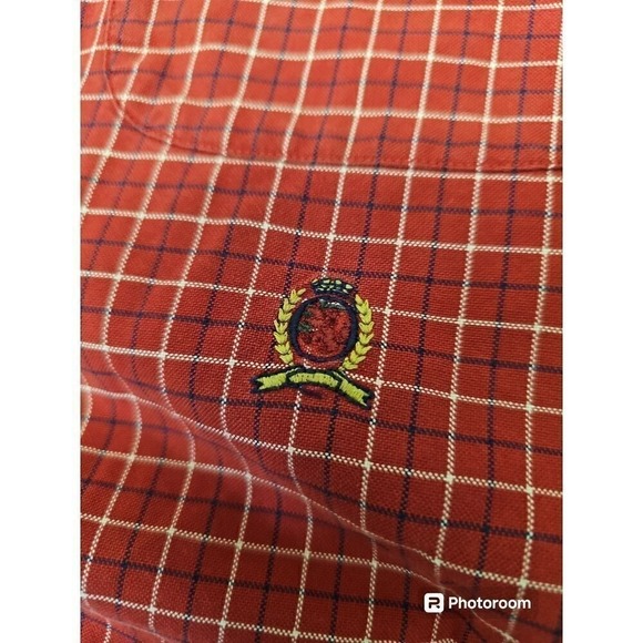 Tommy Hilfiger Striped Button Up Shirt Red Men's XL Long Sleeve Retro Preppy‎ - Picture 4 of 8
